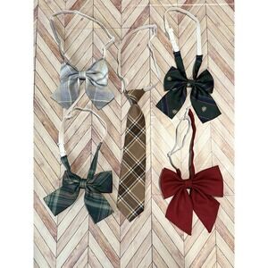 Bow Tie Set Plaid Necktie Accessories‎ 5 Piece Lot Kids Preppy School Easter